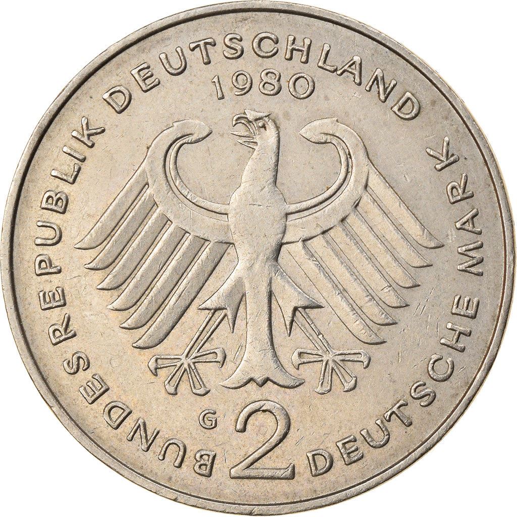 West German 2 Deutsche Mark Coin | Kurt Schumacher | KM149 | 1979 - 1993