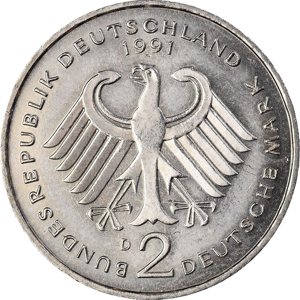 West German 2 Deutsche Mark Coin | Kurt Schumacher | KM149 | 1979 - 1993