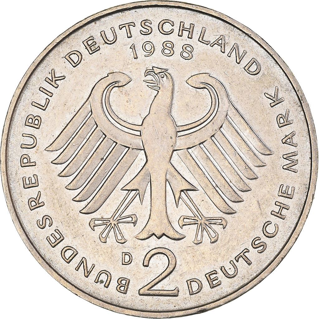 West German 2 Deutsche Mark Coin | Kurt Schumacher | KM149 | 1979 - 1993