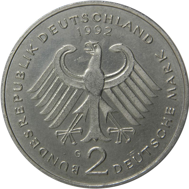 West German 2 Deutsche Mark Coin | Kurt Schumacher | KM149 | 1979 - 1993