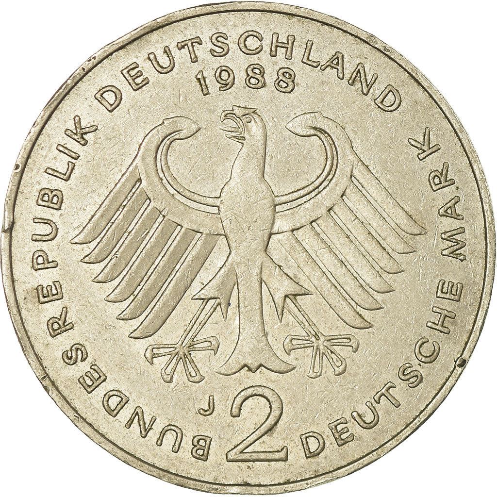 West German 2 Deutsche Mark Coin | Ludwig Erhard | KM170 | 1988 - 2001