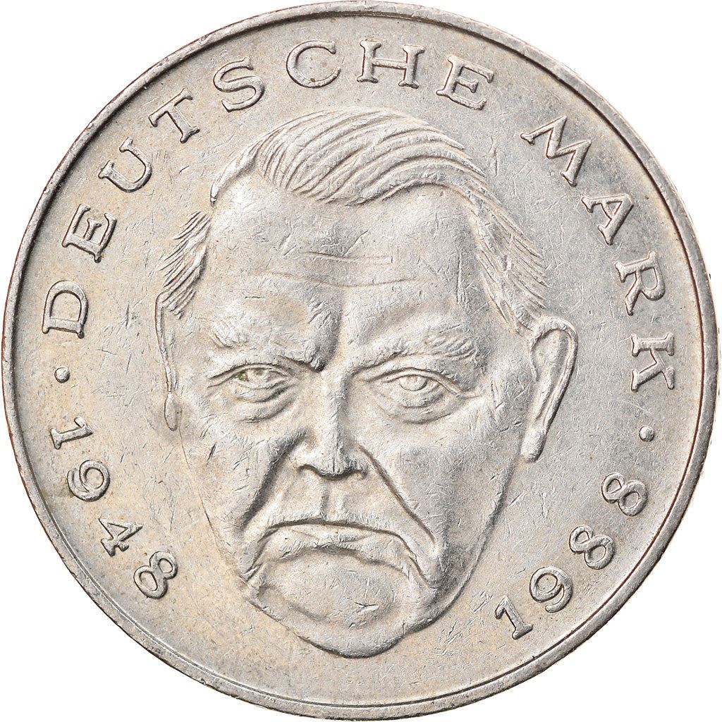 West German 2 Deutsche Mark Coin | Ludwig Erhard | KM170 | 1988 - 2001