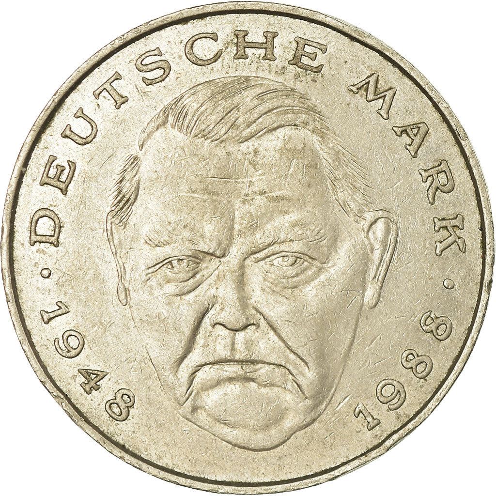 West German 2 Deutsche Mark Coin | Ludwig Erhard | KM170 | 1988 - 2001