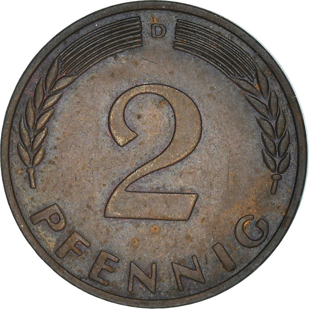 West German 2 Pfennig magnetic | KM106a | 1967 - 2001