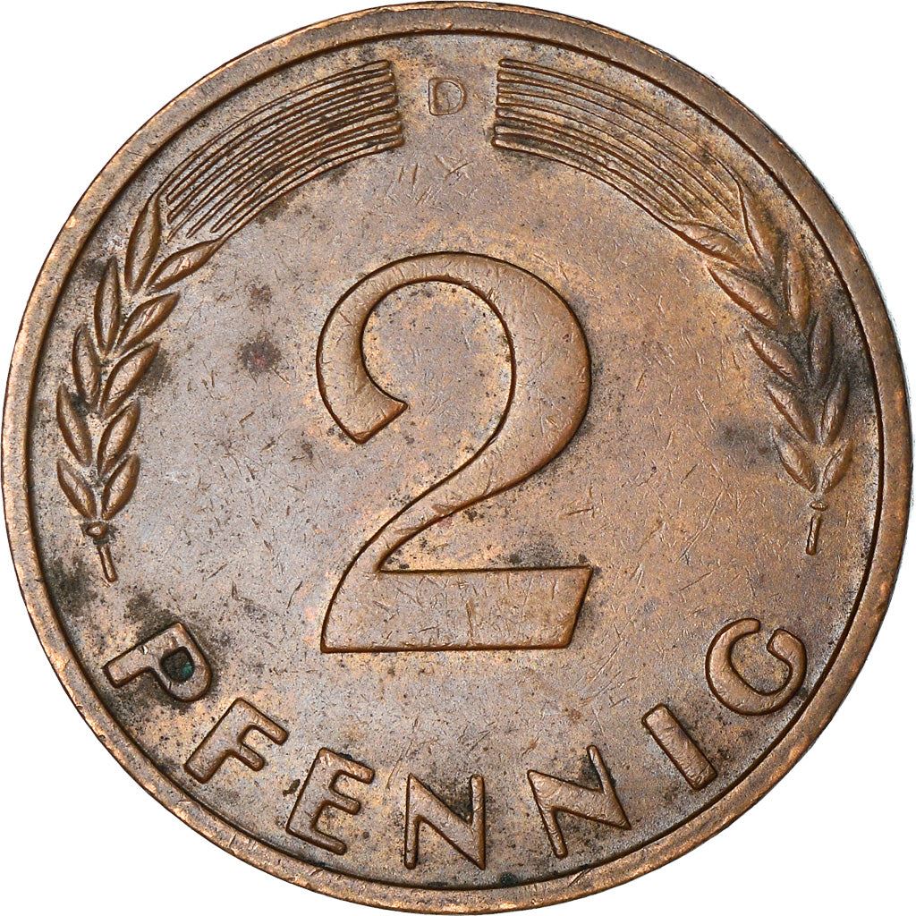 West German 2 Pfennig non-magnetic | KM106 | 1950 - 1969