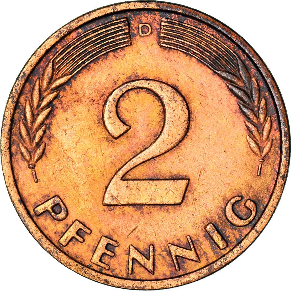 West German 2 Pfennig non-magnetic | KM106 | 1950 - 1969