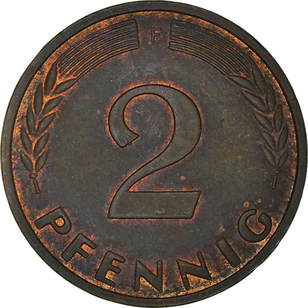 West German 2 Pfennig non-magnetic | KM106 | 1950 - 1969