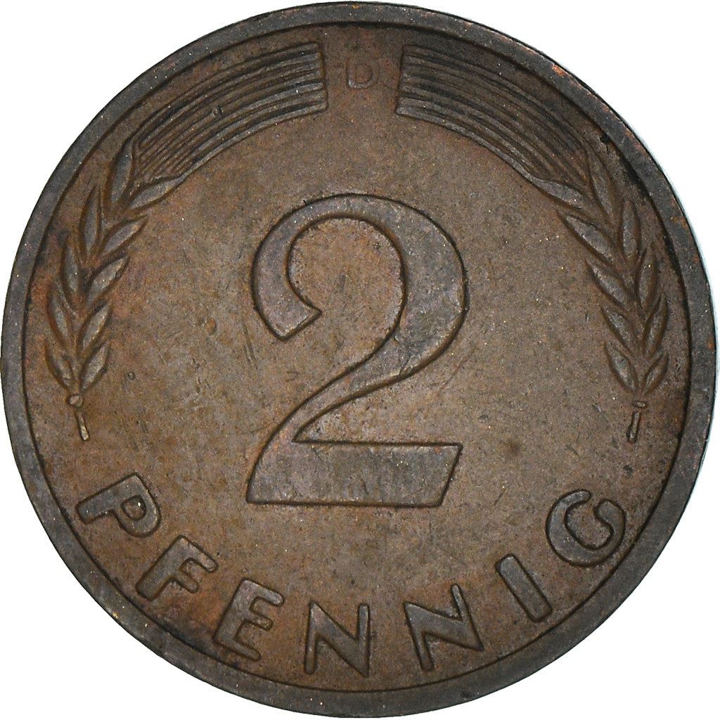 West German 2 Pfennig non-magnetic | KM106 | 1950 - 1969