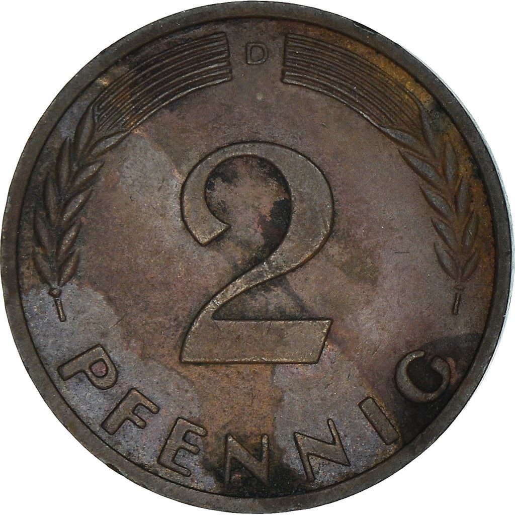 West German 2 Pfennig non-magnetic | KM106 | 1950 - 1969