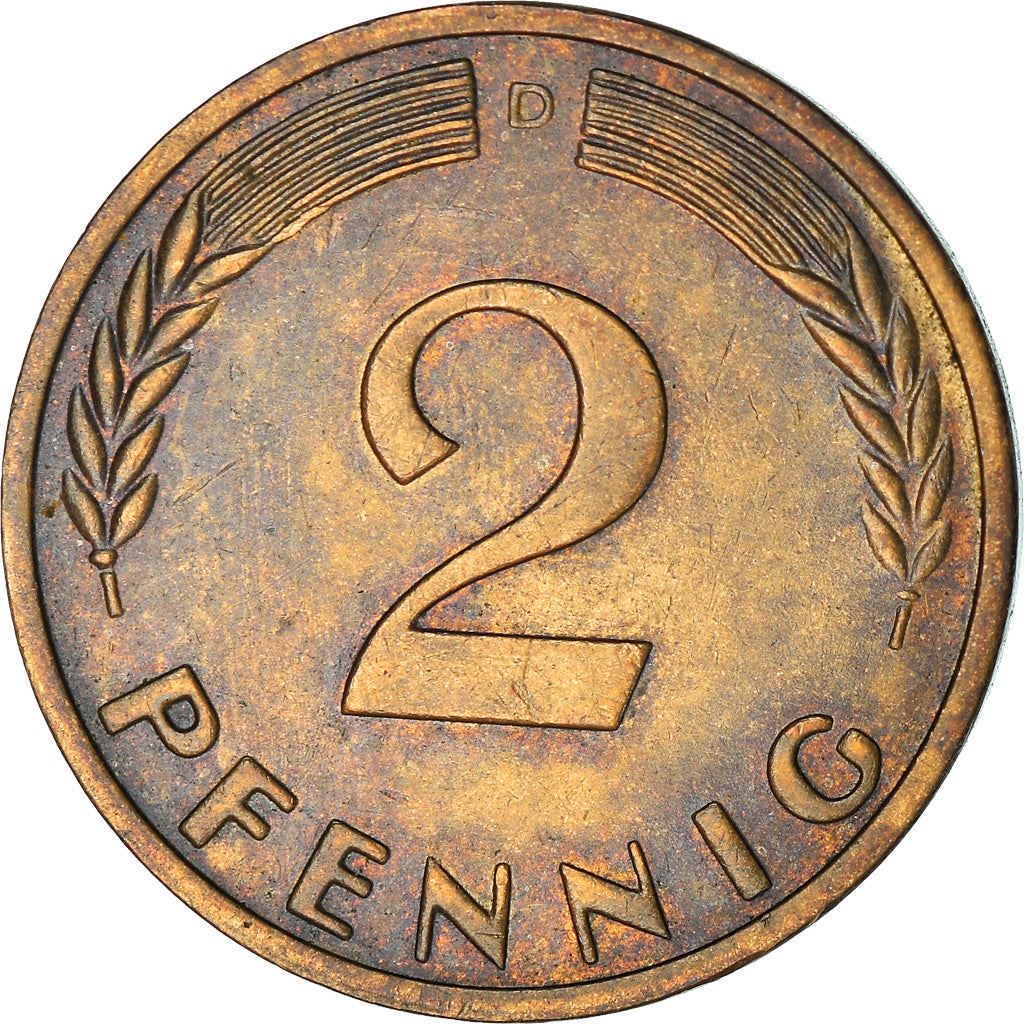 West German 2 Pfennig non-magnetic | KM106 | 1950 - 1969