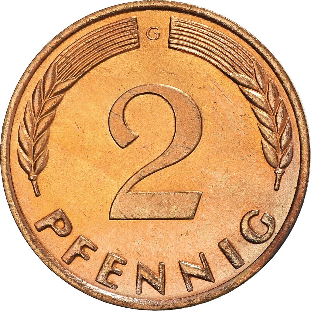 West German 2 Pfennig non-magnetic | KM106 | 1950 - 1969