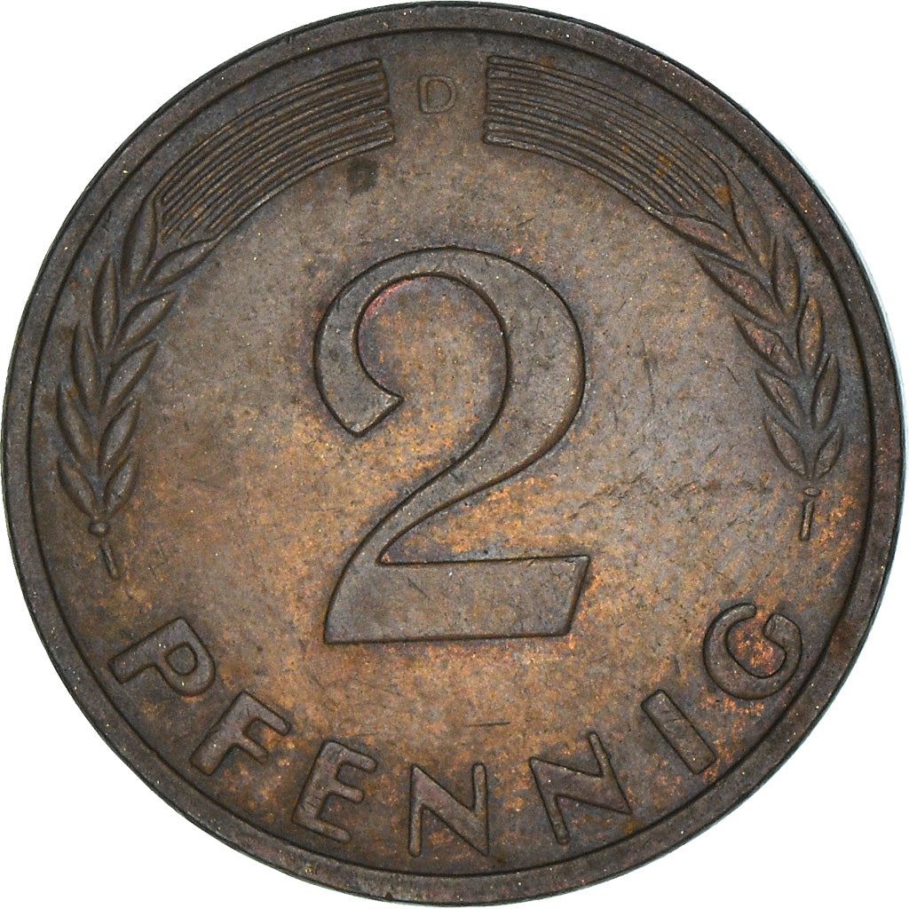 West German 2 Pfennig non-magnetic | KM106 | 1950 - 1969