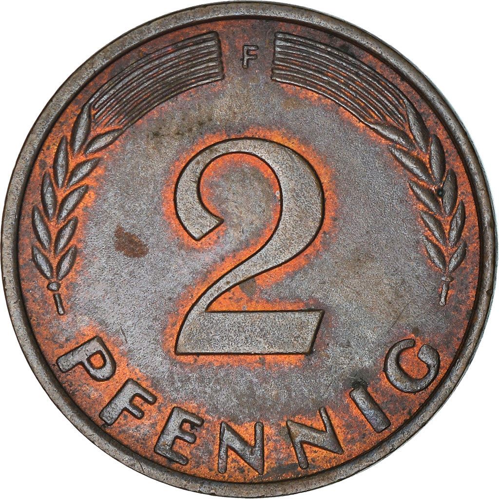 West German 2 Pfennig non-magnetic | KM106 | 1950 - 1969