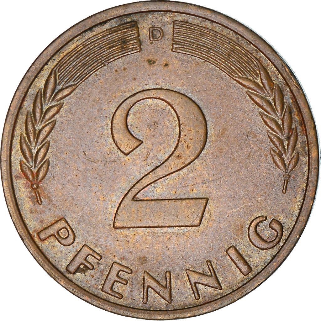 West German 2 Pfennig non-magnetic | KM106 | 1950 - 1969