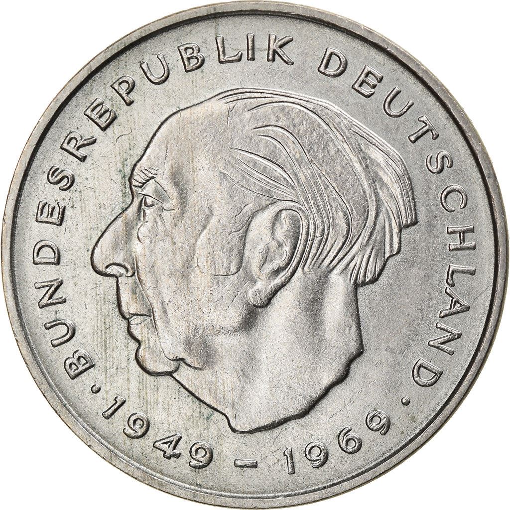 West Germany 2 Deutsche Mark Coin | President Theodor Heuss | Eagle | KMA127 | 1970 - 1987