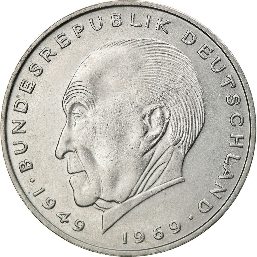 West Germany 2 Deutsche Mark Coin | President Theodor Heuss | Eagle | KMA127 | 1970 - 1987