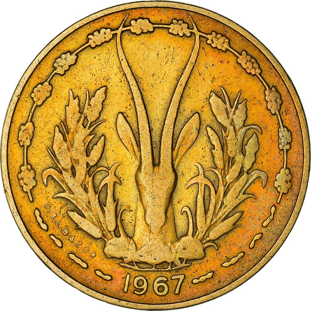 Western African States | 10 Francs Coin | Sawfish | Gazelle | KM1a | 1966 - 1981