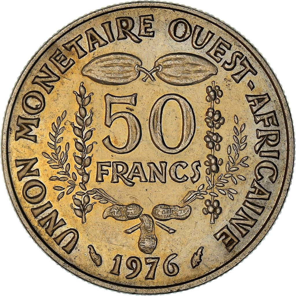 Western African States | 50 Francs Coin | Sawfish | Beans | Grain | Nuts | KM6 | 1972 - 2011