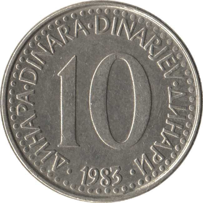 Yugoslavia 10 Dinara Coin | Flame | Star | KM89 | 1982 - 1988