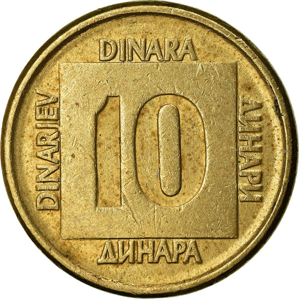 Yugoslavia 10 Dinara Coin | Flame | Stars | KM131 | 1988 - 1989