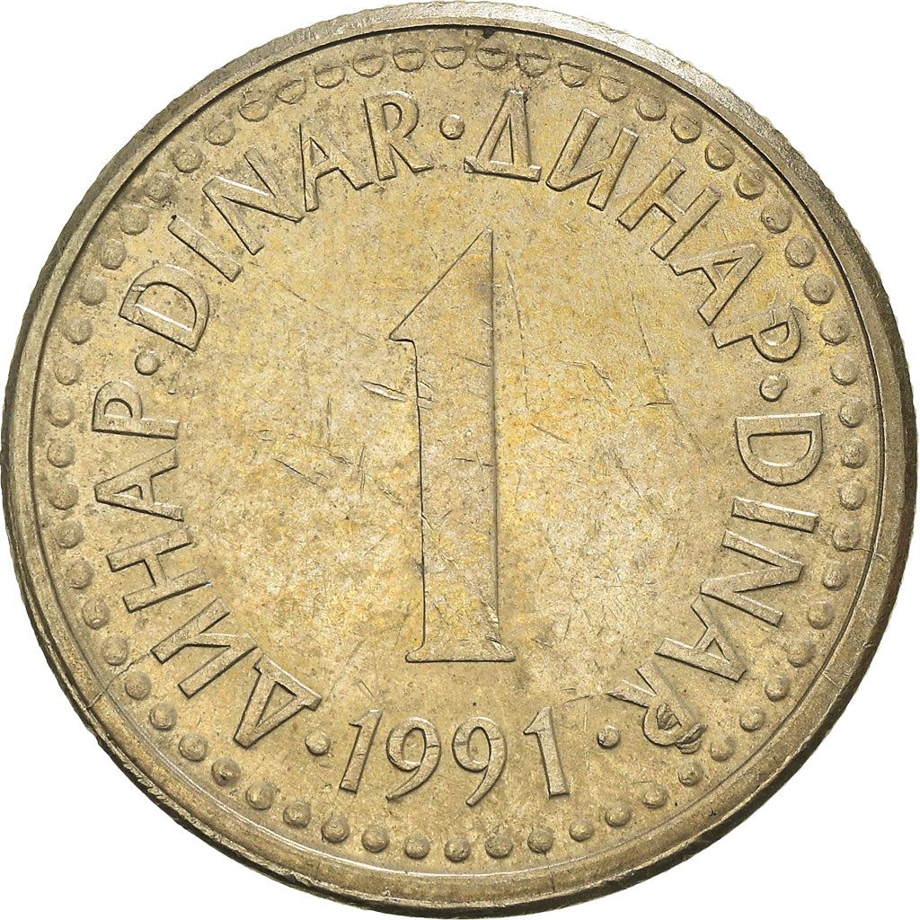 Yugoslavia Coin | 1 Dinar | Flame | Stars | KM142 | 1990 - 1991