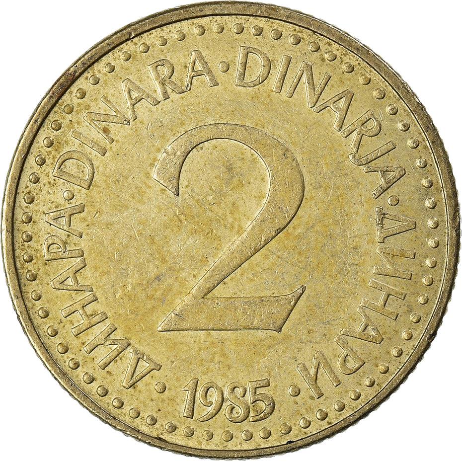 Yugoslavia Coin | 2 Dinara | Flame | Star | KM87 | 1982 - 1986