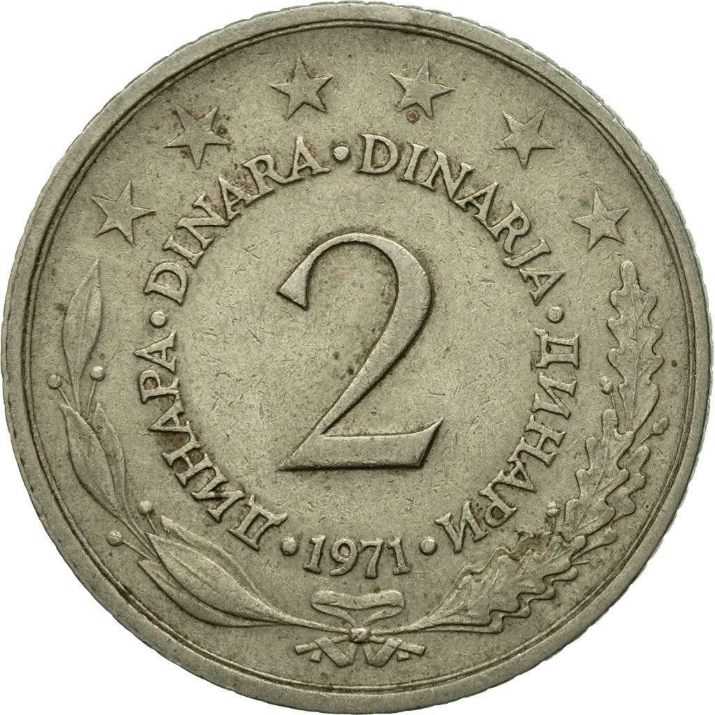 Yugoslavia Coin | 2 Dinara | Flame | Stars | KM57 | 1971 - 1981