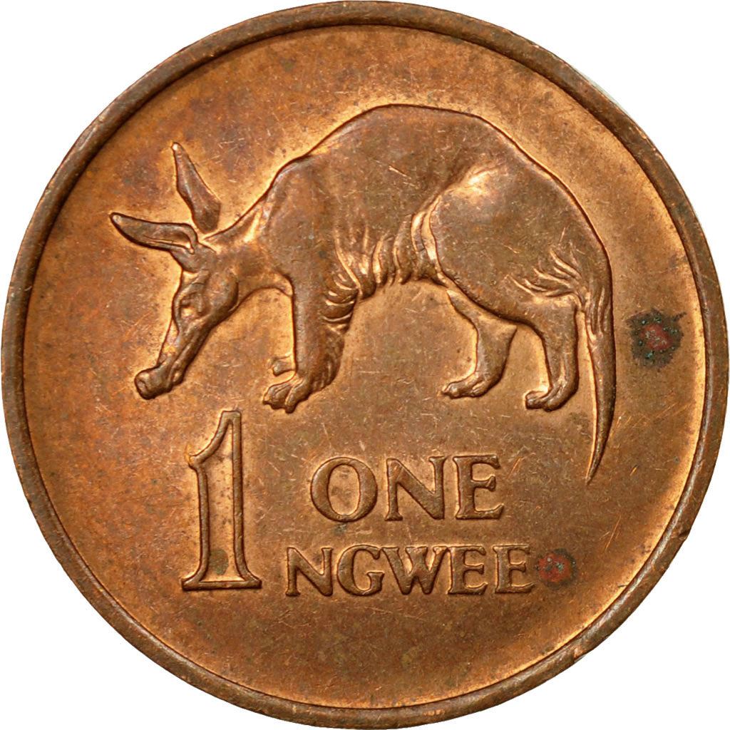 Zambia | 1 Ngwee Coin | Aardvark | Km:9 | 1968 - 1978