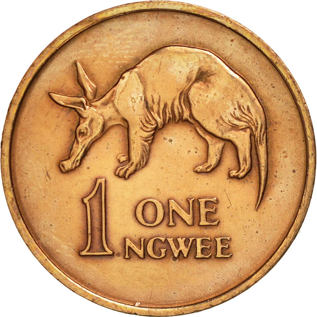 Zambia | 1 Ngwee Coin | Aardvark | Km:9 | 1968 - 1978