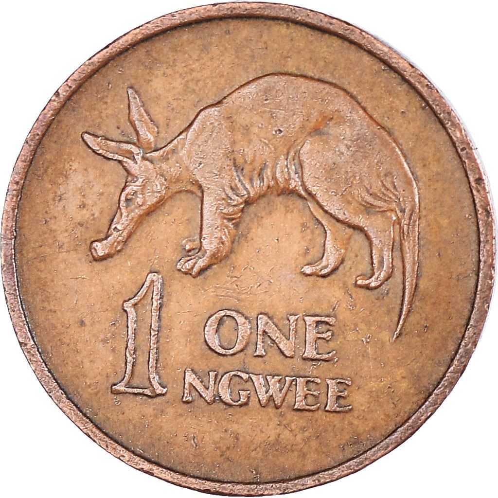 Zambia | 1 Ngwee Coin | Aardvark | Km:9 | 1968 - 1978