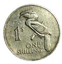 Zambia 1 Shilling Coin | Crowned Hornbill | Kenneth Kaunda | KM7 | 1966