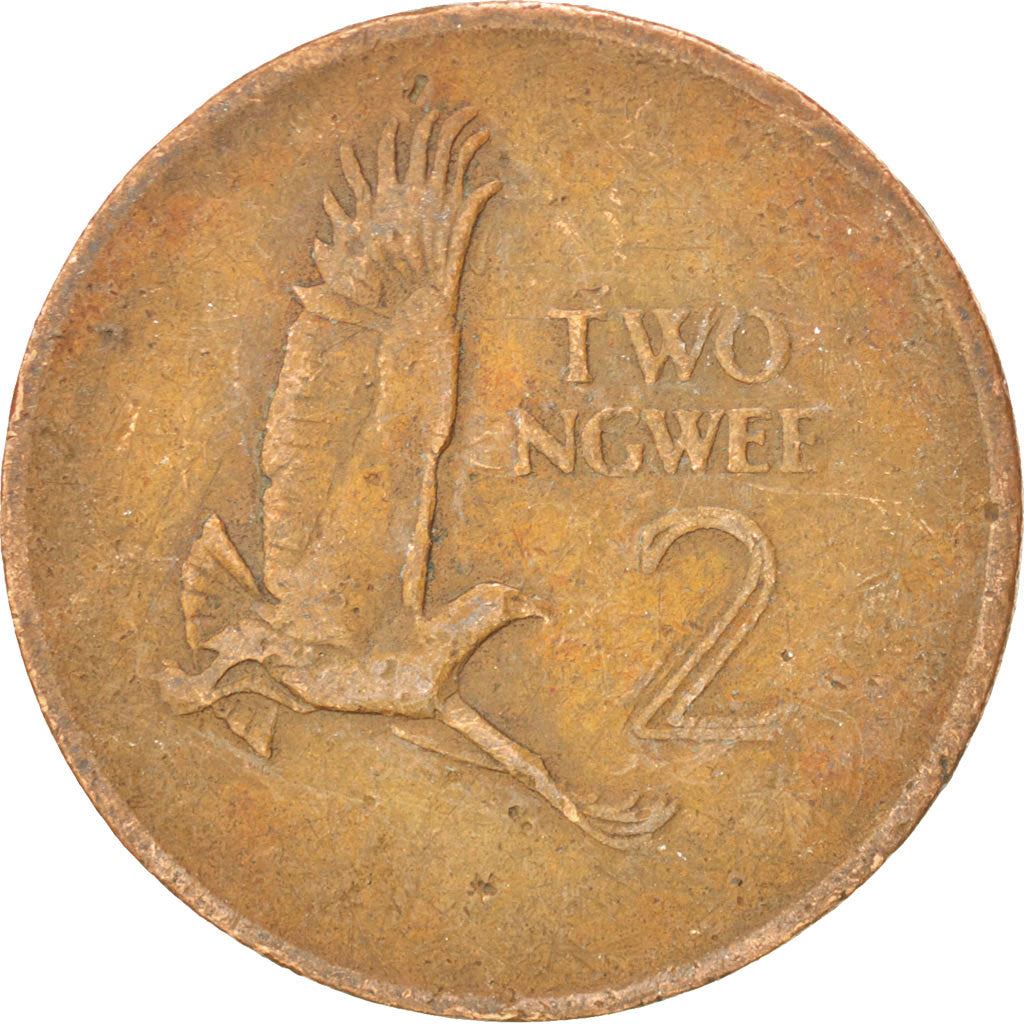 Zambia | 2 Ngwee Coin | Martial Eagle | Km:10 | 1968 - 1978