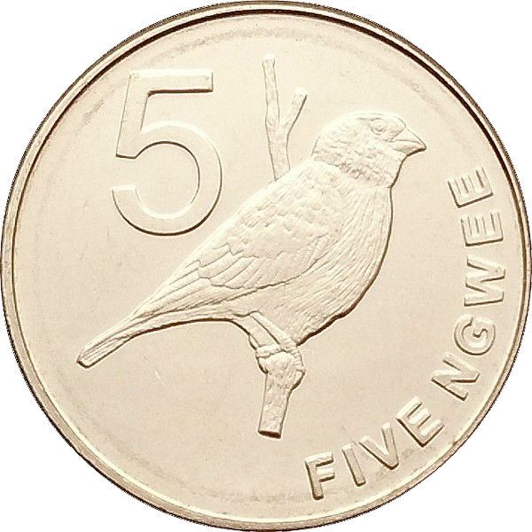 Zambia | 5 Ngwee Coin | Zambezi Indigobird | Km:205 | 2012 - 2017