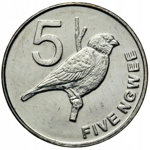 Zambia | 5 Ngwee Coin | Zambezi Indigobird | Km:205 | 2012 - 2017