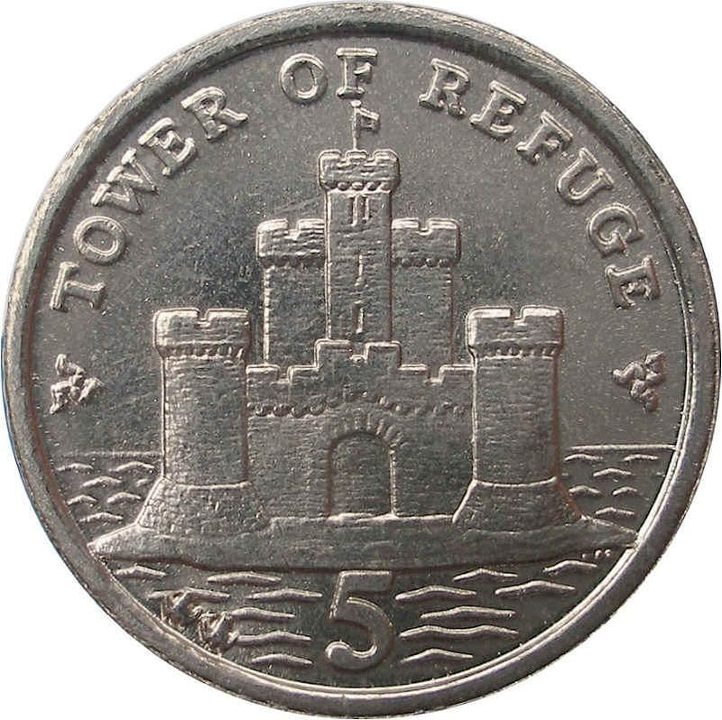 Isle of Man Coin Man 5 Pence | Queen Elizabeth II | Refuge Tower | KM1255 | 2004 - 2016