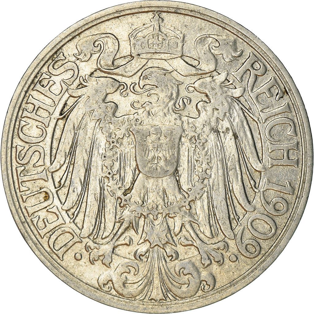 German Empire 25 Pfennig Coin | Deutsches Reich | Wilhelm II | KM18 | 1909 - 1912