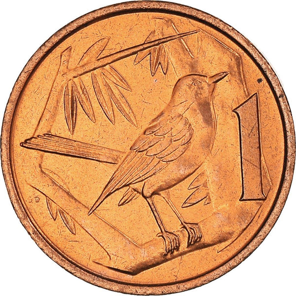 Cayman Islands | 1 Cent Coin | Grand Cayman Thrush | Elizabeth II | Km:87 | 1987 - 1990