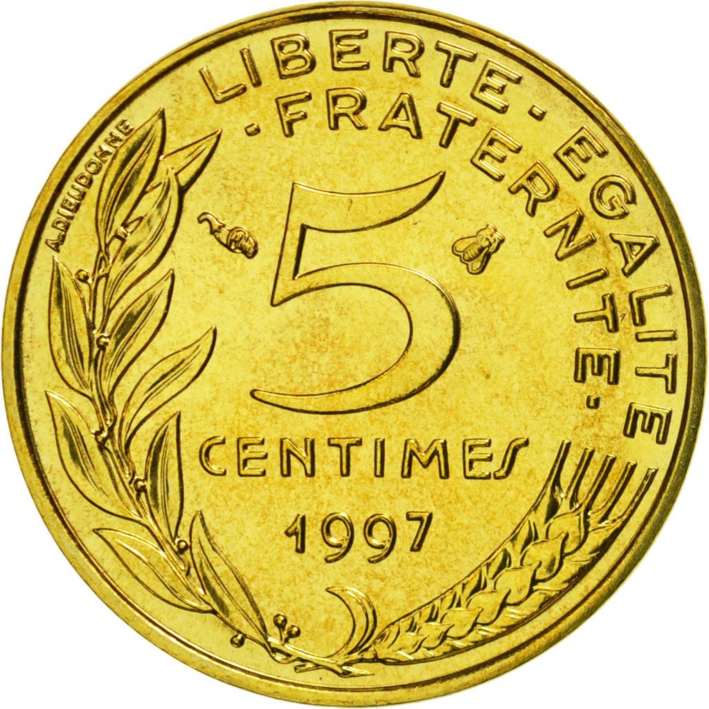 French Coin 5 Centimes | KM933 | France | 1966 - 2001