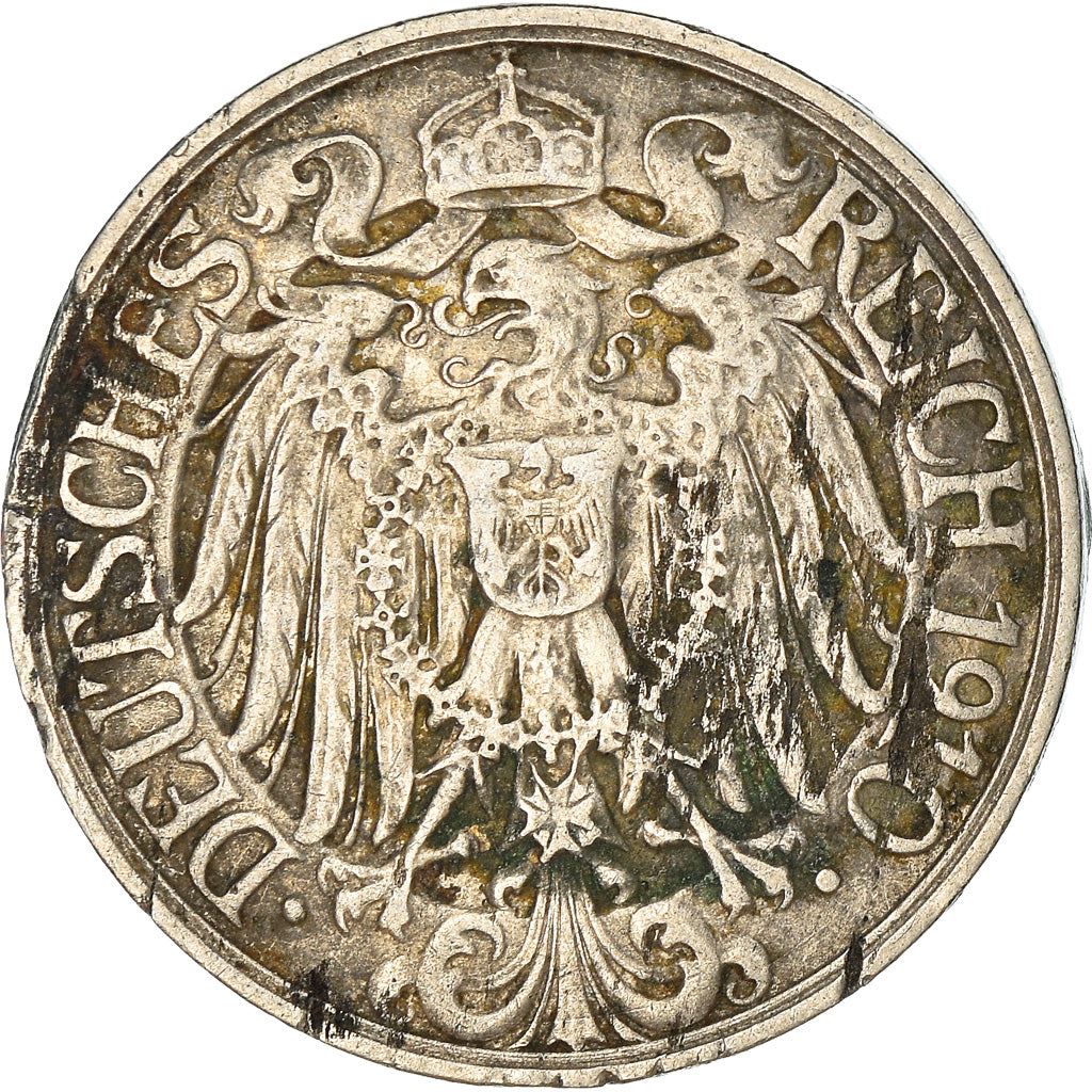 German Empire 25 Pfennig Coin | Deutsches Reich | Wilhelm II | KM18 | 1909 - 1912