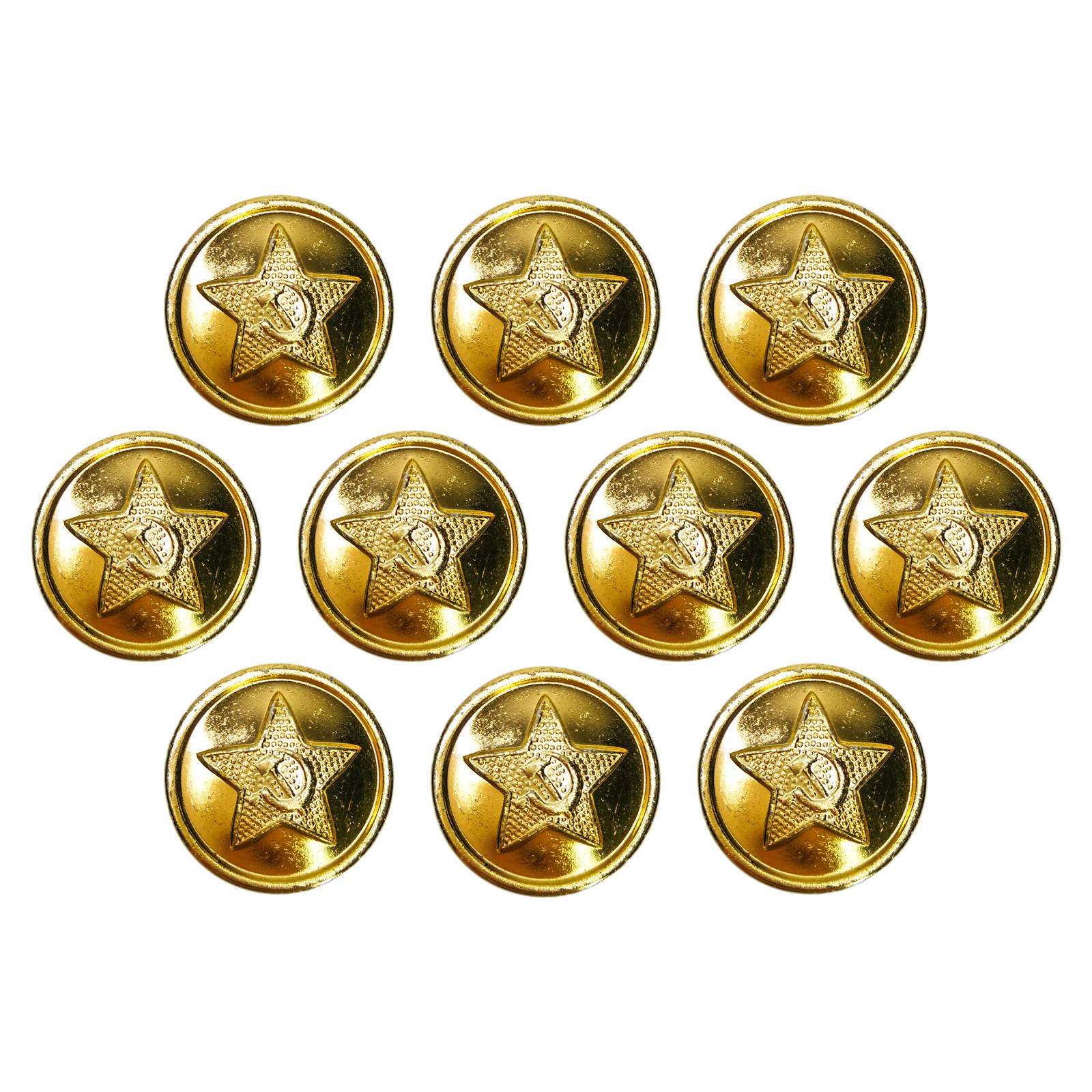 10 Soviet Union Army Gold Camouflage Buttons Star Hammer and Sickle for USSR Military Uniform 14 - 22mm