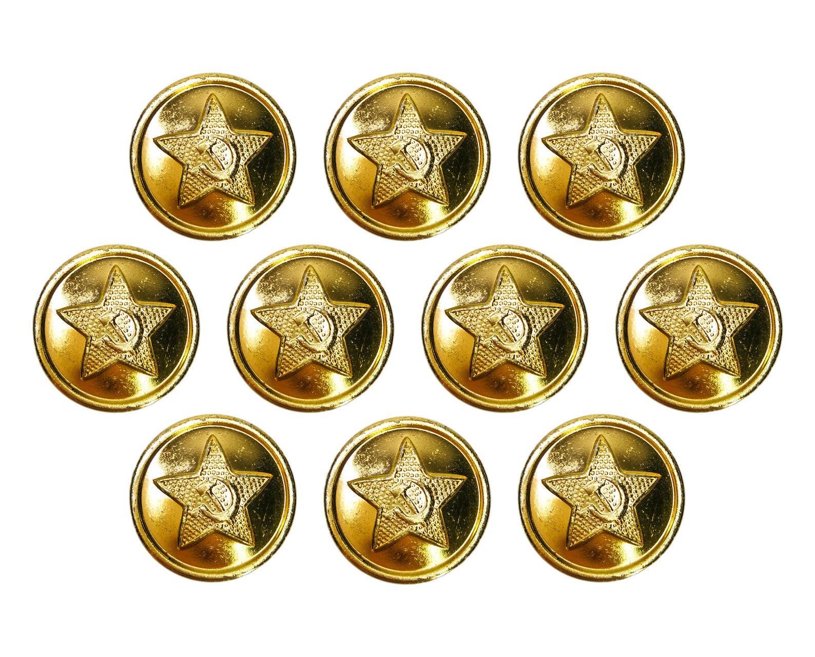 10 Soviet Union Army Gold Camouflage Buttons Star Hammer and Sickle for USSR Military Uniform 14 - 22mm