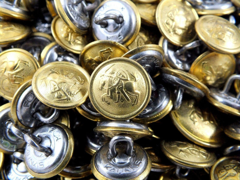 10x Lithuanian Army Uniform Brass Buttons Vytis Knight on Horseback Holding Sword and Shield 14 - 22mm