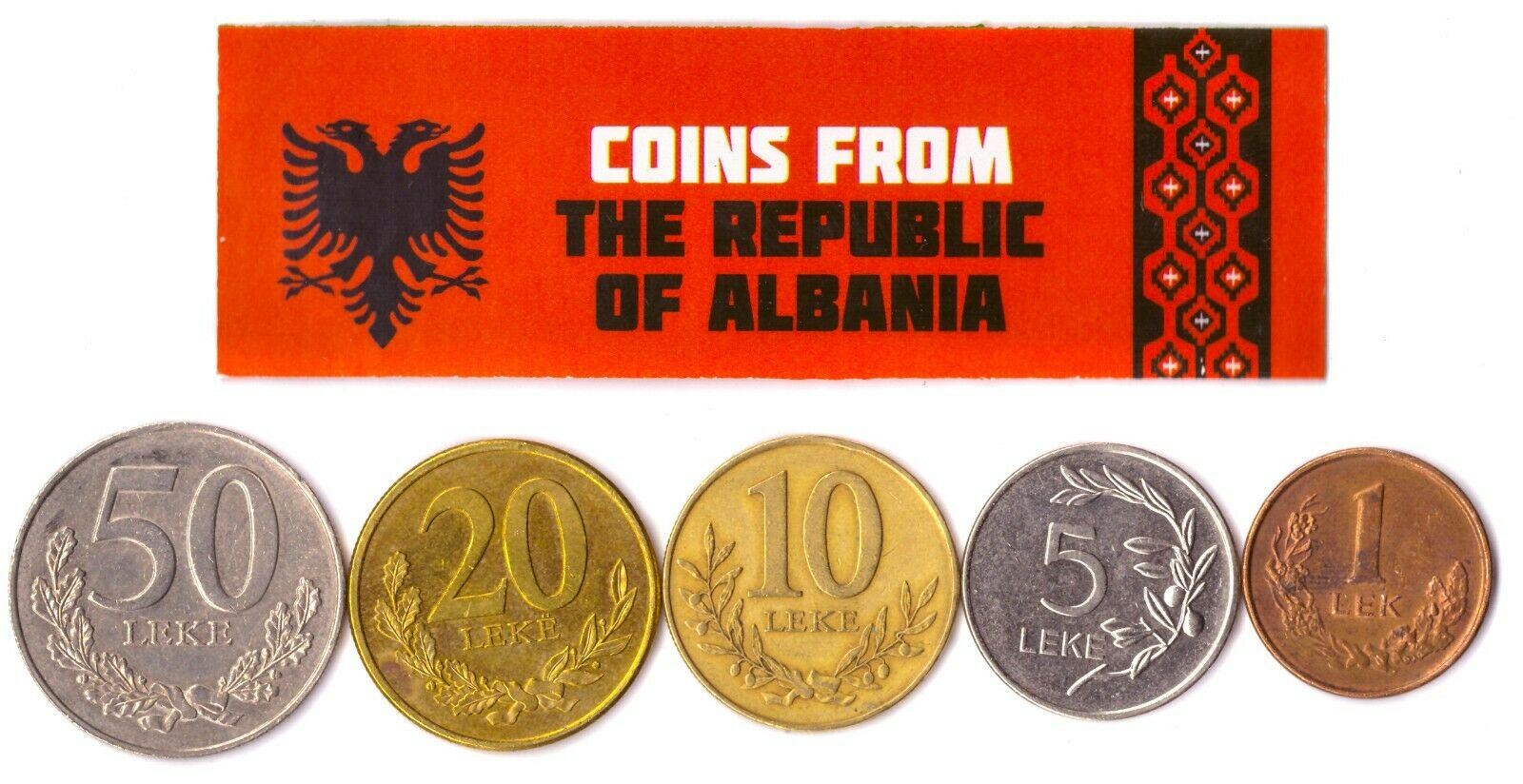 Albanian Coins 1 Lek - 50 Leke Mixed Currency Albania Liburna Galley 1995-2018