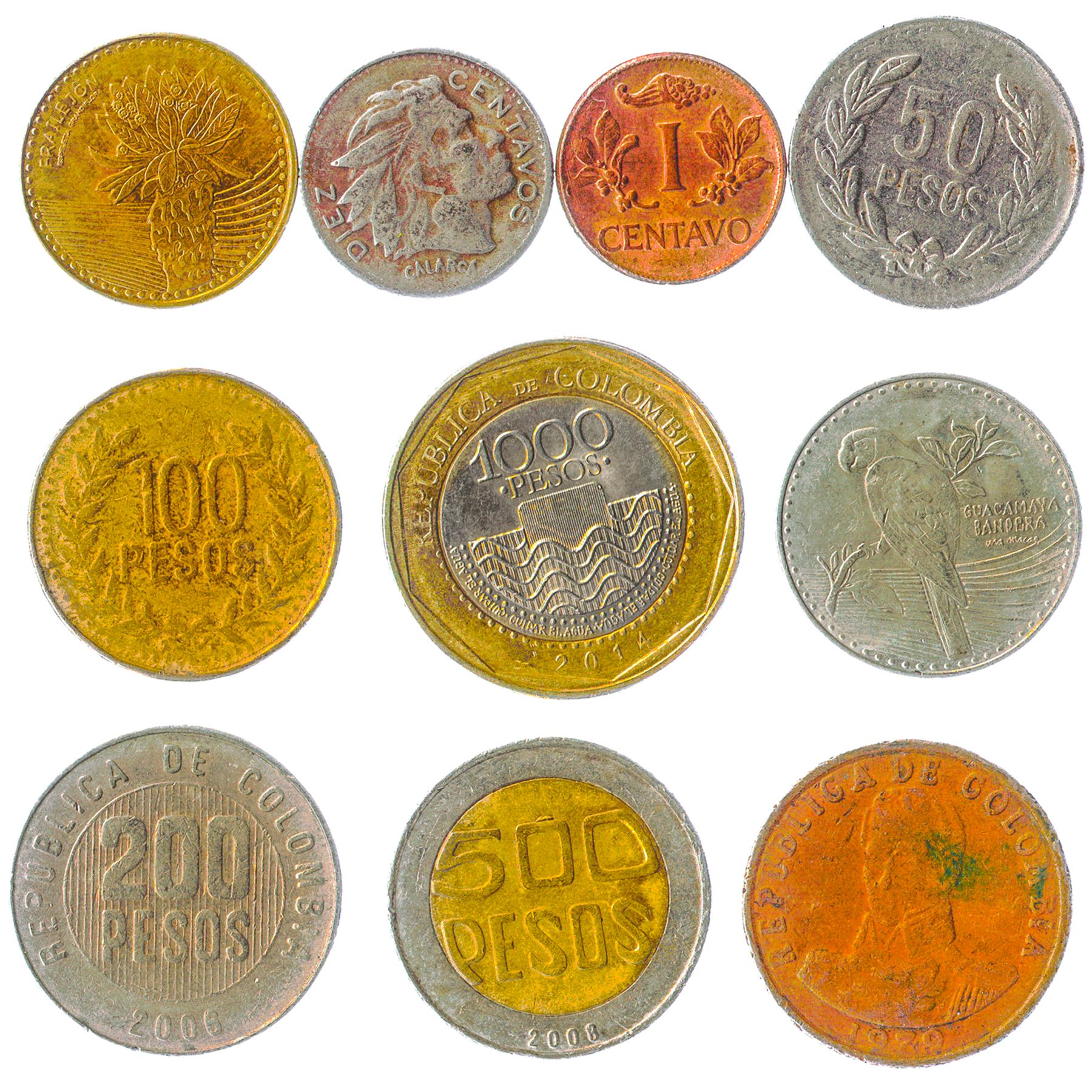 Colombia 10 Mixed Coins | Colombian Money | Centavos | Pesos | 1959 - 2017