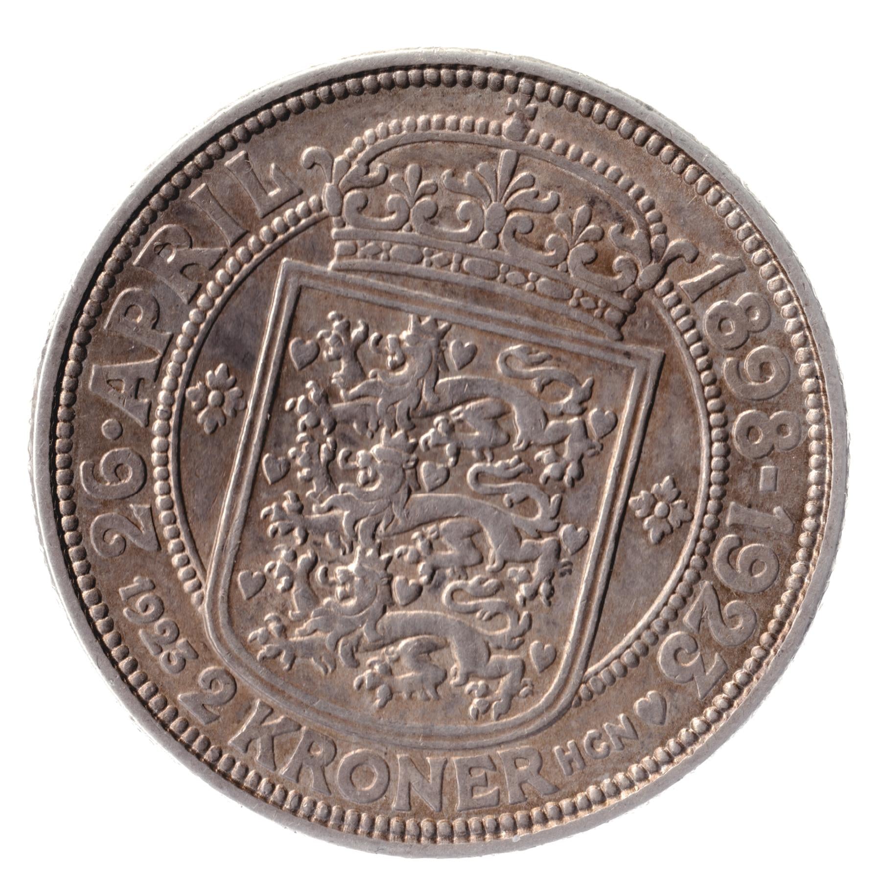 Danish Coin 2 Kroner | Christian X Silver Wedding | KM821 | Denmark | 1923