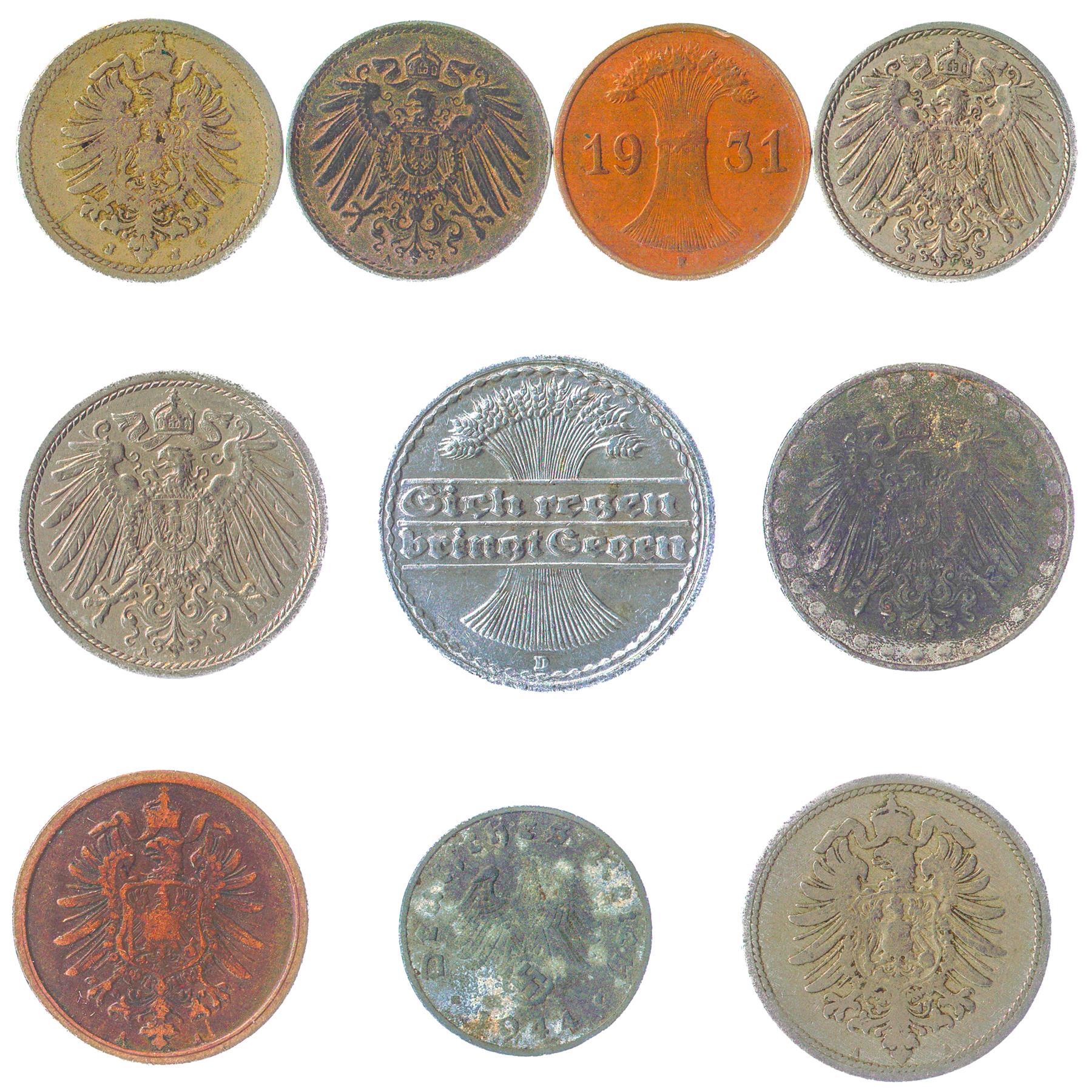 Deutsches Reich Coins German Empire Weimar Republic Third Reich WWI WW2 1873-1945