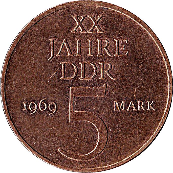 East German 5 Mark | 100 Coins | 20 Years of GDR | Deutsche Demokratische | 1969