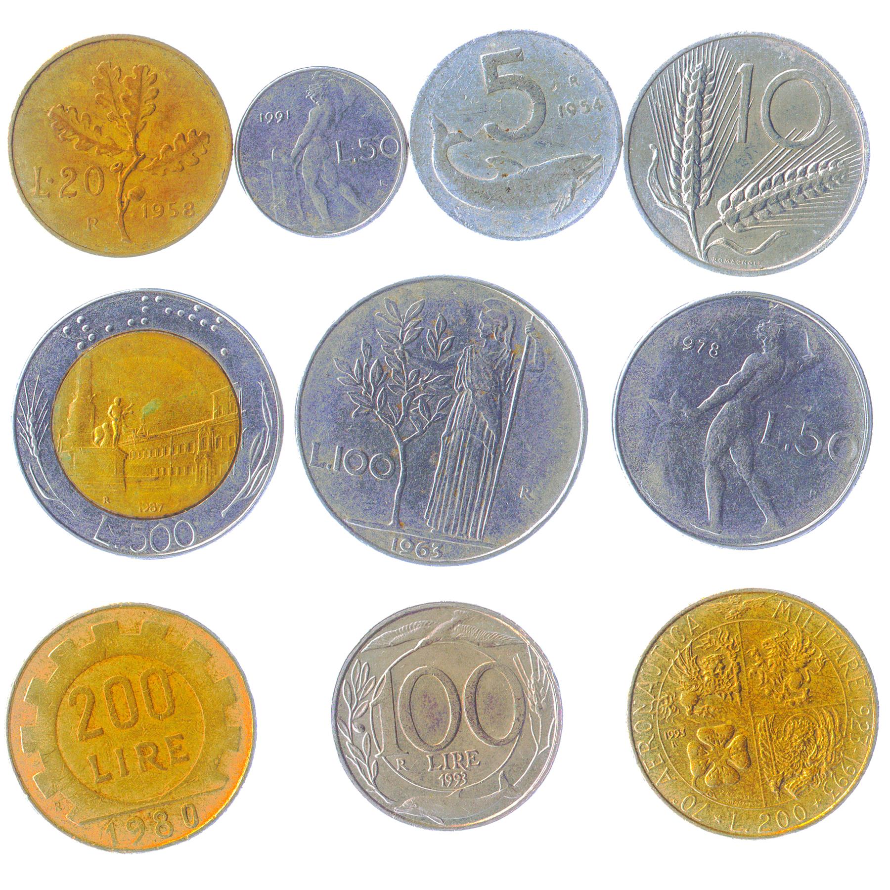 Old Italian Coins | Mixed Lire Currency | Old Italian Money | Repubblica Italiana | Minerva 1946 - 2001