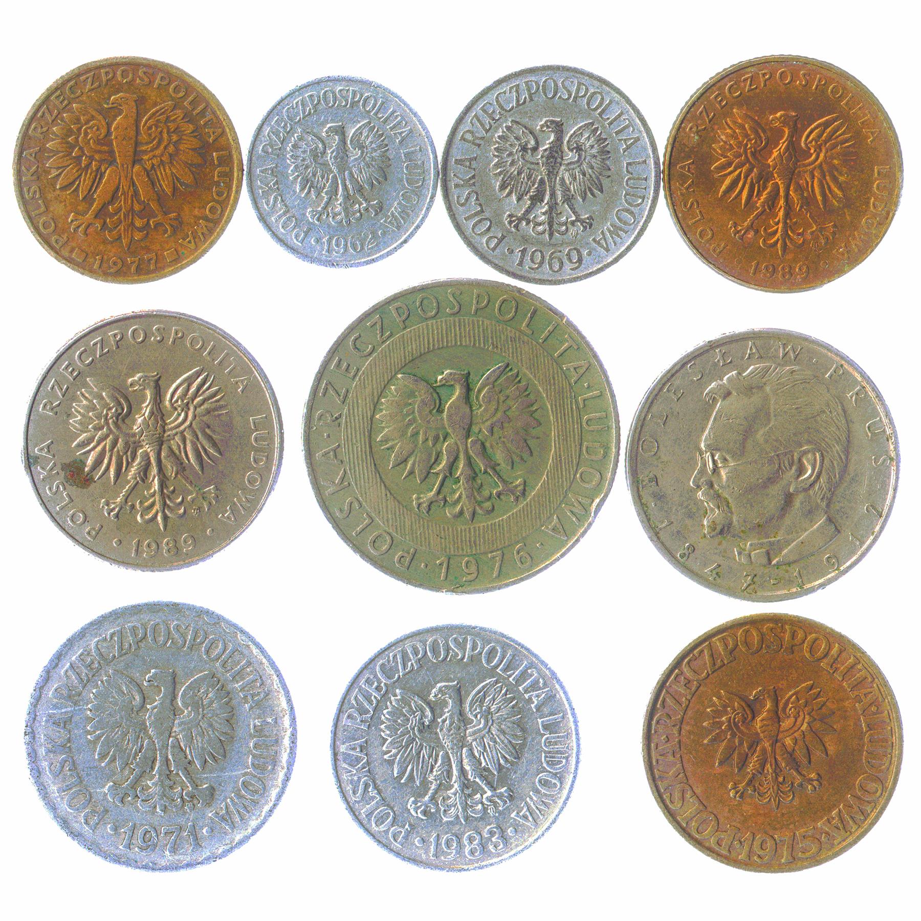 Poland 10 Mixed Coins | Polish Currency | Grosz | Groszy | Zloty | Zlotych | White Eagle | 1949 - 2022