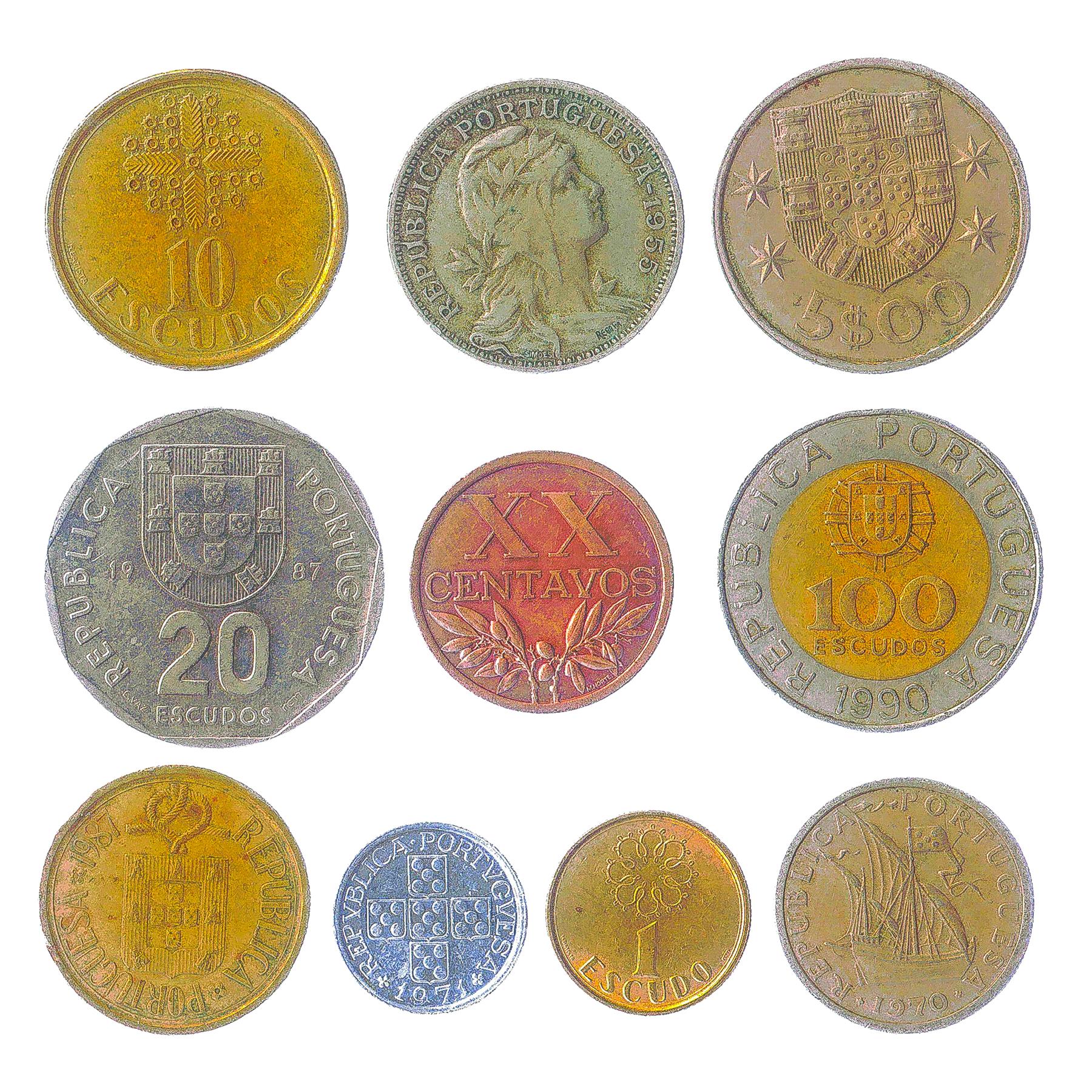 Portugal 10 Mixed Coins | Escudos | Centavos | Christ Cross | Sailing Ship | 1969 - 2001